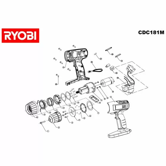 Ryobi CDC181M Spare Parts List Type: 5133000839